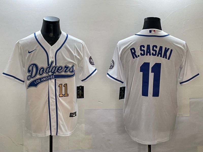 Men Los Angeles Dodgers 11 R.Sasaki White Jointly Name Game 2025 Nike MLB Jersey style 2